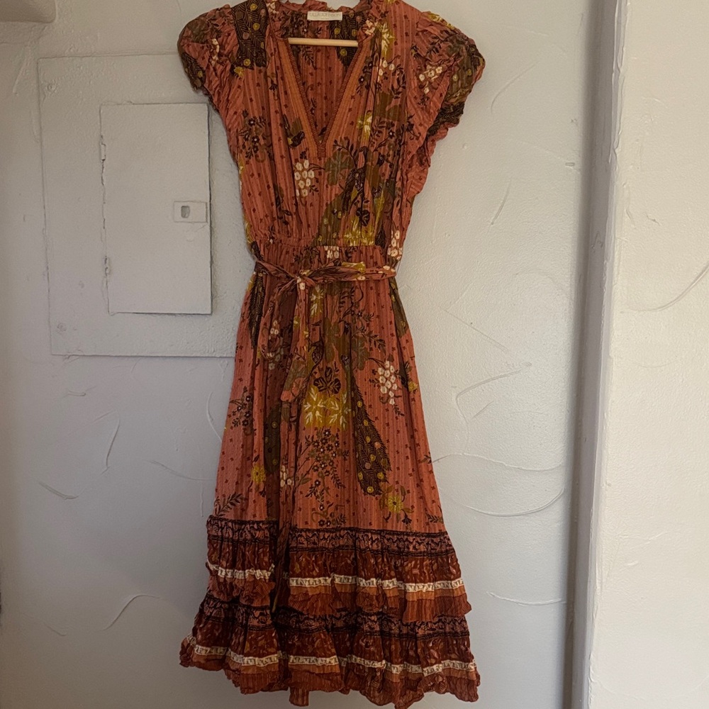 Ulla Johnson Terracotta Floral Midi Dress